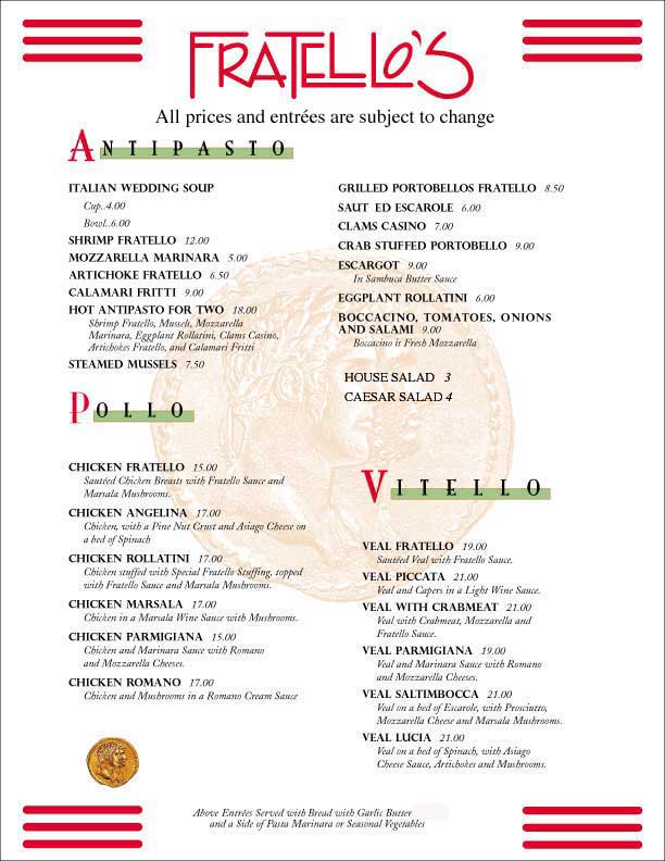 Dinner Menu 1